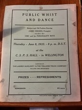 1933 Willington Connecticut Public Whist & Dance Advertising Placard CT History picture