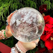 1pc Large White Quartz Crystal Ball - Clear Sphere with Natural Inclusions, for picture