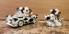 Vintage Mary's Moo Moos Figurine Lot of 2 Convertible Car & Airplane Enesco picture