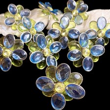 10 VTG Large Bejeweled Brooch Napkin Rings Silver Toned Metal Faceted Prong Set picture