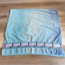 Terrisol Vintage Beach Towel Light House/Boat Scene Blue Ombré 100% Cotton picture