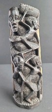 Vtg Kenya Makonde African Blackwood Ujamaa Family Sculpture Hand Carved 12