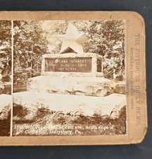 Antique 28th Pennsylvania Infantry Gettysburg PA Stereoview Civil War Monument picture