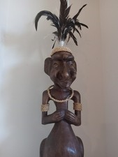 4ft TALL Wood AFRICAN  Figurine Statue Totem Carving picture