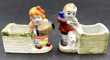 2 Small Vintage MCM Ceramic Planters, Occupied Japan ('45-'52), Musicians picture