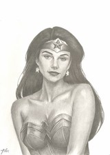Kristin Davis as Wonder Woman (DC) - 9x12 Hand-Drawn Original Art by JAlex w/COA picture