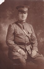 Original WWI RPPC Real Photo Postcard US ARMY LIEUTENANT with SAM BROWN BELT 488 picture