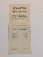 1882 Immanuel's Lutheran Church Picnic Program Fair Grounds German OHIO picture