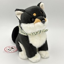 CUTE Black Mameshiba Dog Plush M Size Sitting Shiba Inu Stuffed Toy Bandana picture