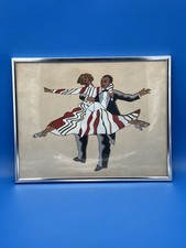 Vintage Mid Century Dancing Couple Art Reverse Painted Glass  picture