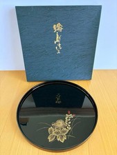 Wajima Nuri Round Tray Black Lacquer 27 cm Diameter New Elegant Design picture