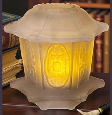 Indiana Glass Vintage Frosted 2-Piece Pagoda Fairy Lamp MINT picture