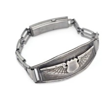 Vintage Sterling Silver Aviation Wings ID Bracelet Sweetheart Sullivan Aircraft picture