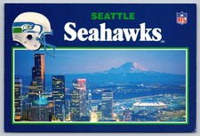 Vintage Seattle Seahawks Postcard Downtown Skyline Kingdome & Mount Rainier 4x6 picture