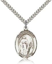 Saint Susanna Medal For Men - .925 Sterling Silver Necklace On 24 Chain - 30... picture