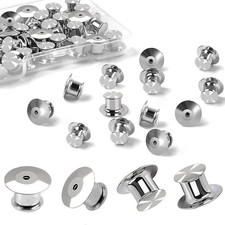 50 Pcs Metal Locking Pin Backs Pin Keepers Clasp Pin Backs Lockung Buckles picture