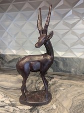 Gazelle Antelope Statue Vintage BESMO Hand Carved Kenya 12.5