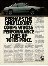1981 BMW 633CSi white blue 2-door Vintage Print Ad picture