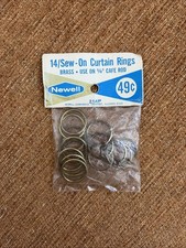 1950s-60s Newell 14/Sew-on Curtain Rings Use On 5/8” Cafe Rods Brass picture