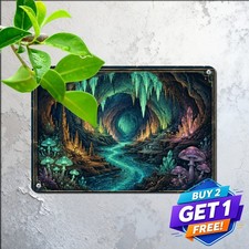 Underground River Cave Metal Sign Mystical Stalactites Nature Tin Plaque picture