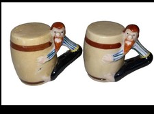 Vintage Ceramic Hillbillies with Barrels Salt and Pepper Shakers picture