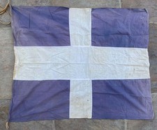 Beautiful Greek Greece Cross Cotton Flag 100 cm x 80 cm 1960s Very Old picture