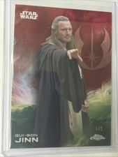2025 Topps Chrome Star Wars Qui-Gon Jinn Red Prism Refractor 1/5 #152 picture