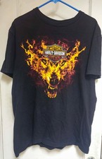 Harley Davidson Wolf Flames T-Shirt Black - Mens - L - Las Vegas Harley picture
