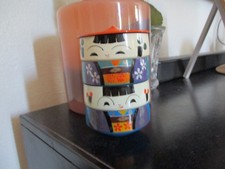 Vintage Geisha Japan Plastic Trinket Stacking Box Asian Doll 5 pc set Asian picture