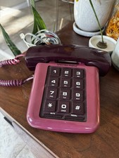 Vintage Spectra-Phone Telephone Burgundy Purple Retro  Push Button 90s Untested  picture
