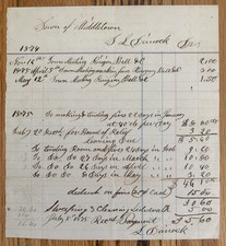 Antique 1874 Bill Receipt Of Service Middletown 1800’s Town Meeting Bell Ringing picture