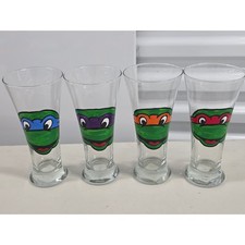 TMNT Hand Painted Pilsner Beer Glasses Set of 4 Ninja Turtles 19.25oz Greenbrier picture
