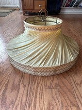 Vintage Lamp Shade Frame Cloth Trim Large Antique Finial 24” Floor Lamp picture