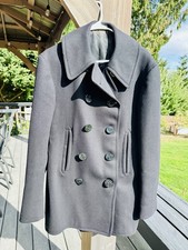 Vtg 1940s WW2 US Navy Peacoat 10 Button Kersey Wool Naval Clothing Factory 40 42 picture