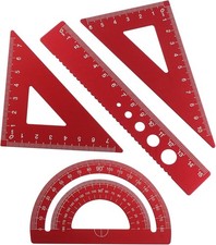 4 Pcs Triangular Ruler Set, Aluminum Alloy Geometry Tools, Metal Drafting Ruler picture