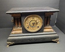  William L. Gilbert Edwardian Era Mantel Clock w/Pilar&Lions  As Is/Untested picture