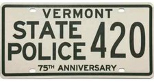 Vermont State Police 75th Anniversary License Plate - 420 picture