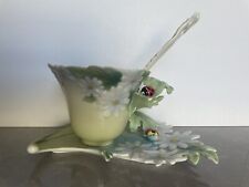Franz Porcelain Ladybug Teacup, Saucer, Spoon, Mint Condition picture