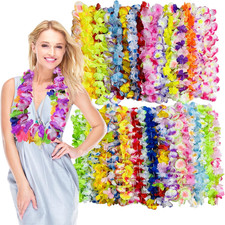 Hawaiian Leis 50 PCS Hawaii Flower Leis for Tropical Luau Party Decorations picture