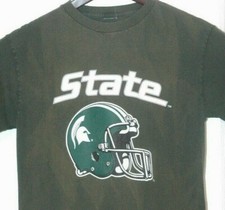 Vtg MICHIGAN STATE UNIVERSITY T SHIRT Rare OLD FOOTBALL HELMET Logo SPARTANS picture