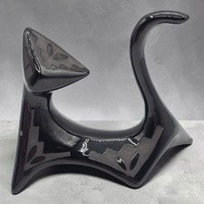 Southwestern Black Pottery Atomic Cat Figurine Handcrafted Signed DN 1992 picture