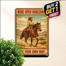 Vintage Cowgirl Tin Metal Signs Home Dcor 8x12 Wall Art Rustic Horse Riding 2026 picture