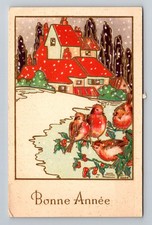 Switzerland- Happy New Year Winter Scene Postal Old Card Vintage c1939 Postcard picture
