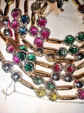 2 Vtg Strands DOUBLE INDENT Christmas Mercury Glass Bead Garland 215” Japan picture
