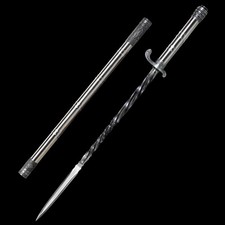 Four‑Sided Chinese Mace Manganese Steel Zinc Alloy Fittings Collectible Sword picture