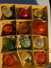 Lot Antique VTG Glass Embossed Mercury Glass Christmas Ornament Germany assorted picture