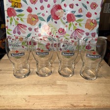 Set of 4 Heineken Red Star Pub Tulip Style Glasses 14oz, 5.75” Tall. New picture