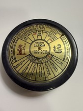 Vintage 40 Year Perpetual Desk Calendar 1999-2038 Brass Tone Wood Boxed Decor picture