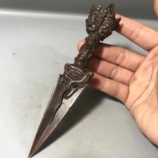 Handmade Nepalese Puja Vajra Tibetan Three-Faced Ritual Figurine picture