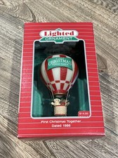 VTG Hallmark 1986 First Christmas Together Light Hot Air Balloon Ornament NOS picture